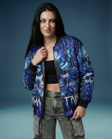 Karma Fairy Skull Butterfly Bomber Jacket