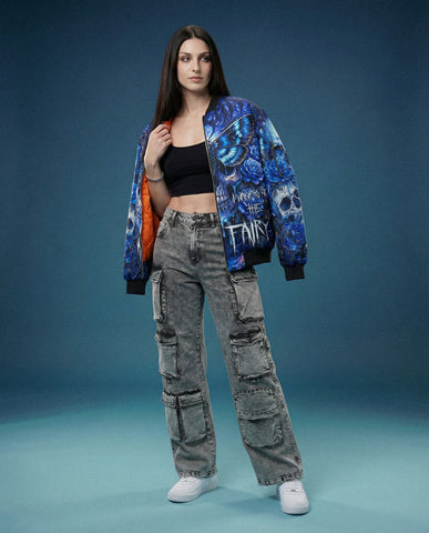 Karma Fairy Skull Butterfly Bomber Jacket