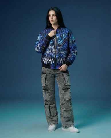 Karma Fairy Skull Butterfly Bomber Jacket