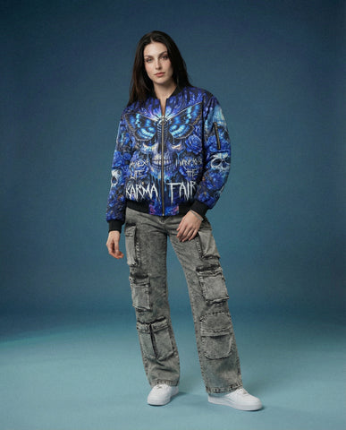 Karma Fairy Skull Butterfly Bomber Jacket