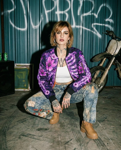 Celestial Spine Bloom Bomber Jacket