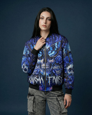 Karma Fairy Skull Butterfly Bomber Jacket